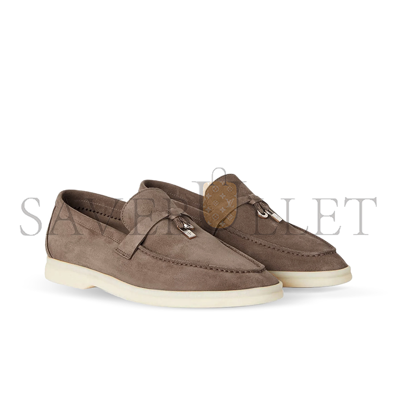 LORO PIANA SUMMER CHARMS WALK SUEDE LOAFERS IN PINK FAN1512